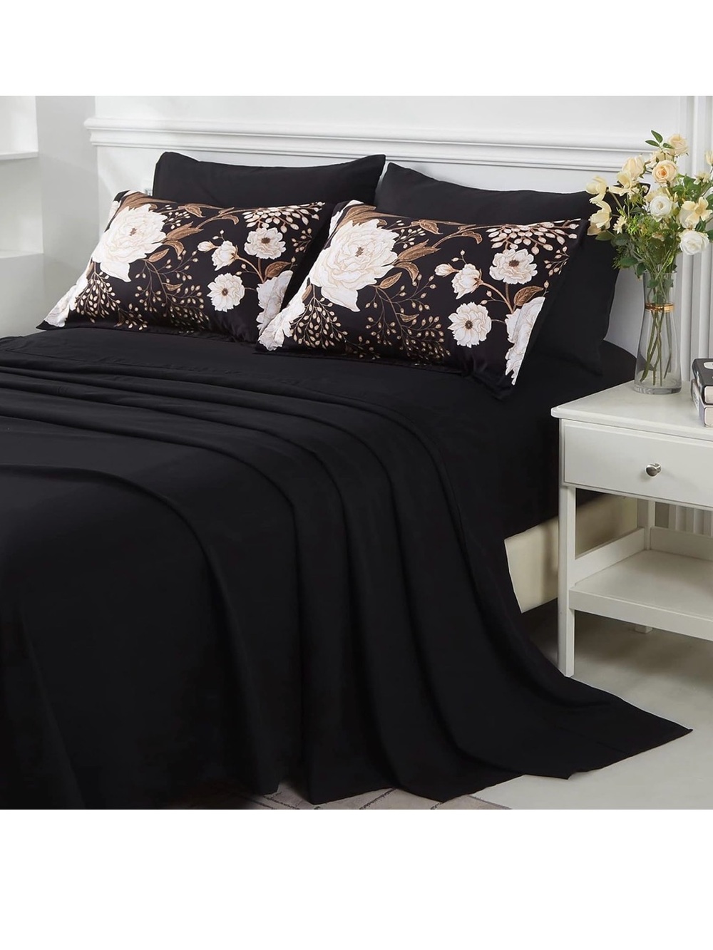 Botanical Floral Comforter Set - Black and White - Picture 3 of 4